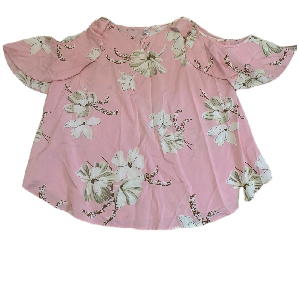 💜 Charming Rosegal Pink Floral Ruffle Camisole Top - Size 2X